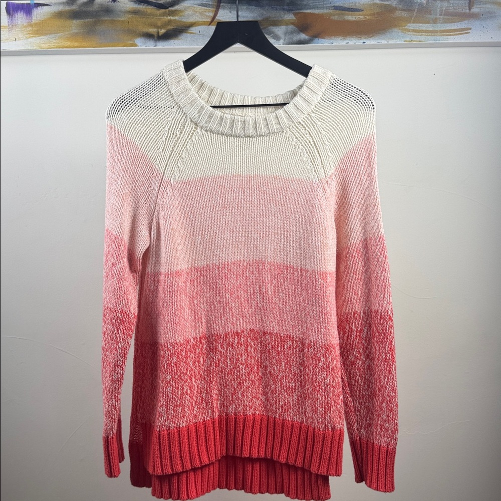 AERIE Gradient Striped Knit Sweater – Cream/Pink/Red (Size S)